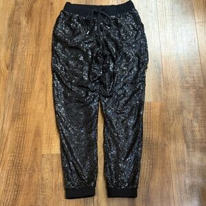 Guess jet Black Sequin Jogger Pants size small